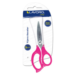 Tijera Escolar Lavoro Rosado Neón